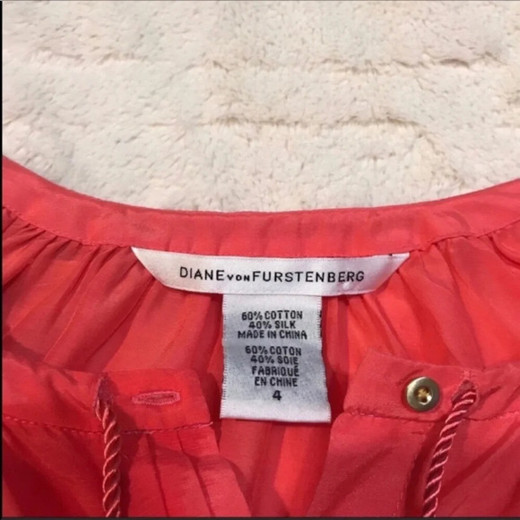 DVF Coral Paeden Tassle Blouse Size 4 - Picture 9 of 9